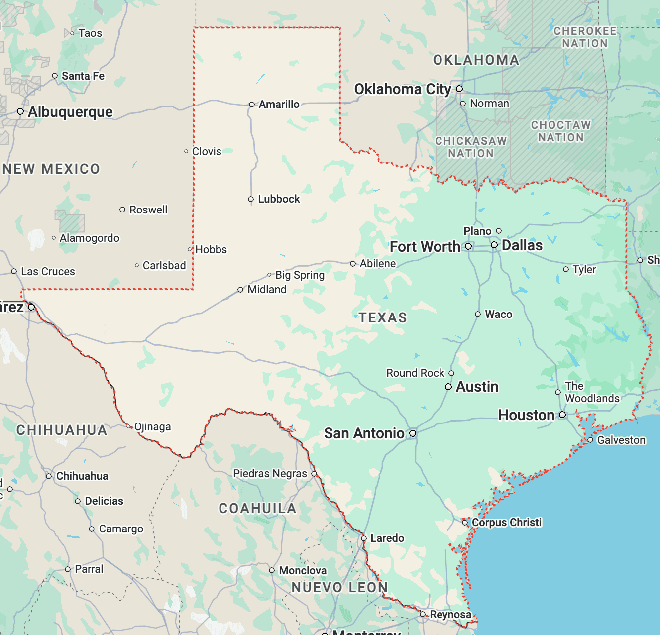 Texas Service Areas Map